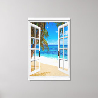 Lienzo Ventana Faux Beach Ocean View