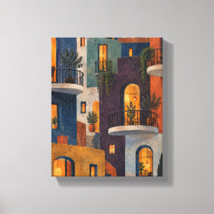 Lienzo Ventanas de la ciudad con bloqueo de color en la h