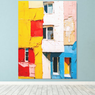 Lienzo Ventanas urbanas vibrantes - Pintura abstracta de 