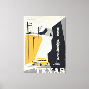 Lienzo Ver América - cartel de viaje vintage de Texas de