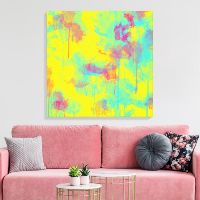 Lienzo Verano abstracto Salpicaduras de acuarela divertid (Insitu (Sala de estar))