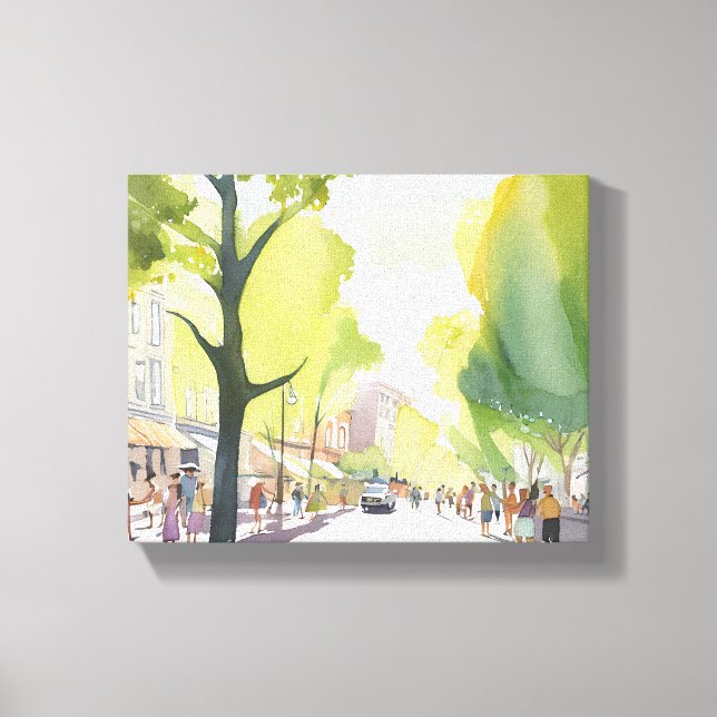 Lienzo Verano de Beacon Street | Boston, acuarela de MAMÁ (Anverso)