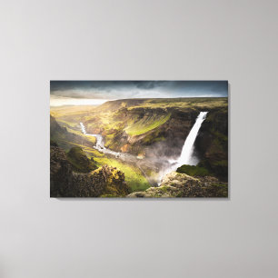 Lienzo Verano de la cascada el   de Haifoss en Islandia