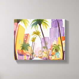 Lienzo Verano de South Beach | Acuarela de calle de Miami
