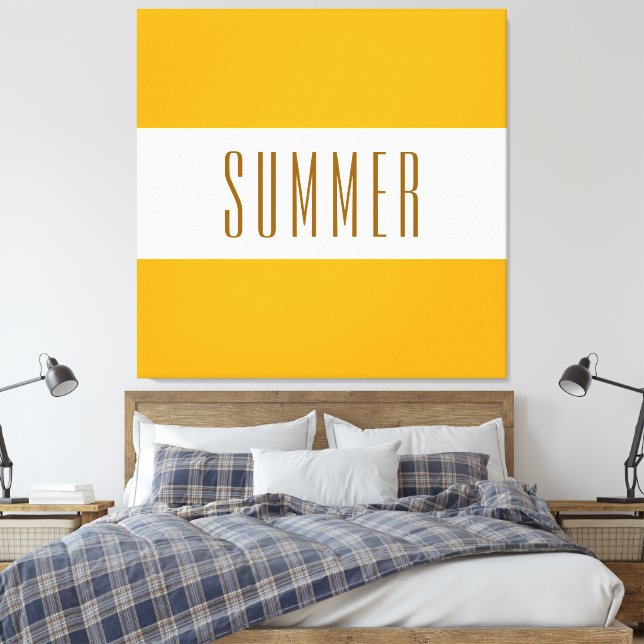 Lienzo VERANO Fun Bright Golden Yellow White Stripes (Insitu(Dormitorio))