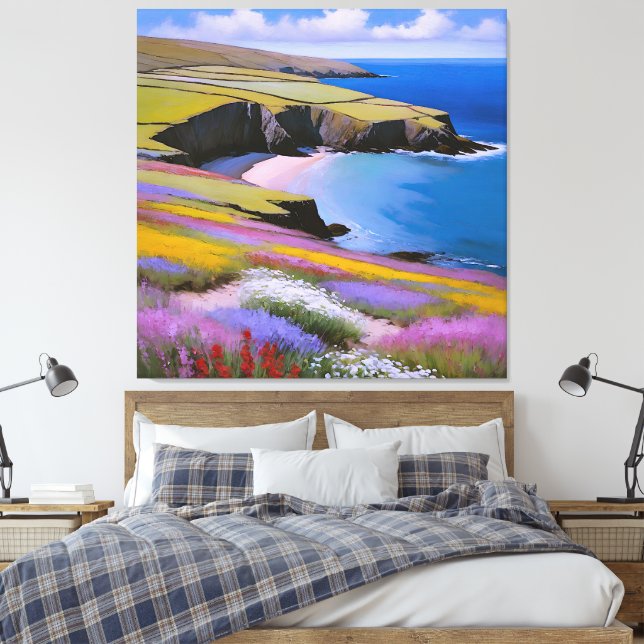 Lienzo Verdant Cliffs y Azure Waves (Insitu(Dormitorio))
