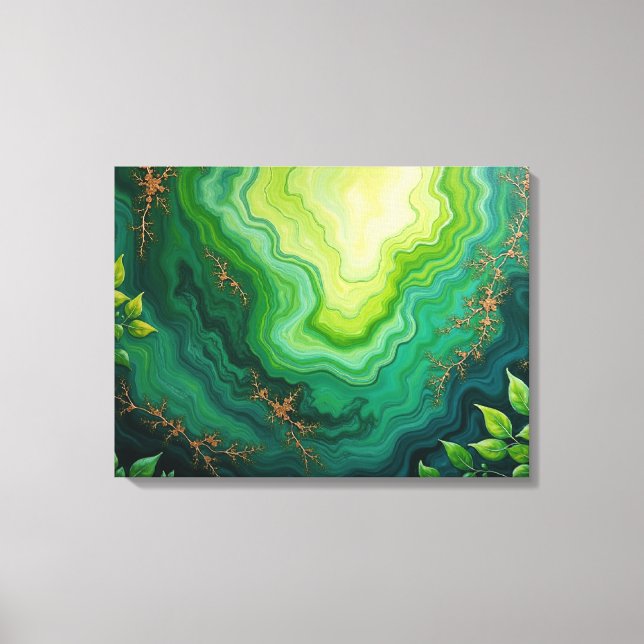 Lienzo Verdant Veins – 24"x18" Jungle Flow Abstract Fluid (Anverso)