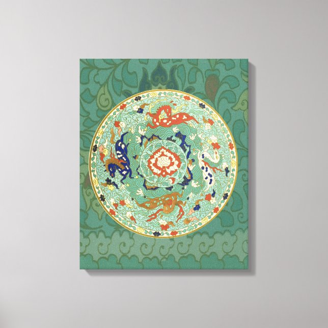 Lienzo Verde azul del circulo chino antiguo (Anverso)