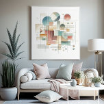 Lienzo Verde azulado Color gris azul beige óxido Rojo Abs<br><div class="desc">Entrar en un mundo en el que la sencillez y la sofisticación se combinan con este estilo vintage de Bauhaus minimalista inspirado en el arte de lienzos envueltos. El diseño encarna el principio Bauhaus de seguir la función, con una estética limpia y geométrica que es a la vez atemporal y...</div>