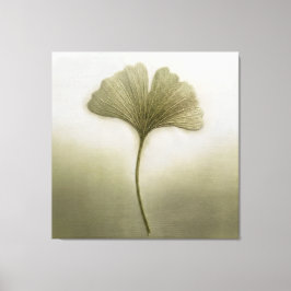 Lienzo Verde Salvia Hoja de Ginkgo Bordado Textura Botáni