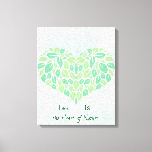 Lienzo Verdor Hojas Botánicas Acuarela Poster Corazón (Anverso)