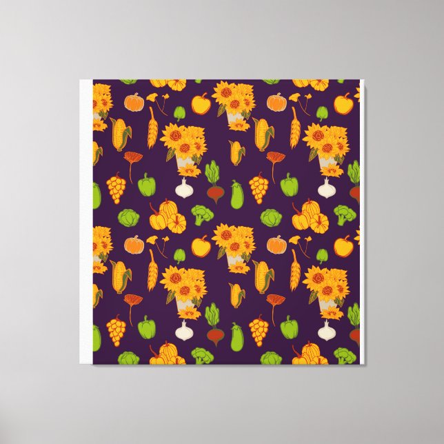 Lienzo Verduras Y Frutos De Cosecha Saludables De Otoño A (Anverso)