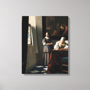 Lienzo Vermeer - Dama escribiendo una carta con su emplea