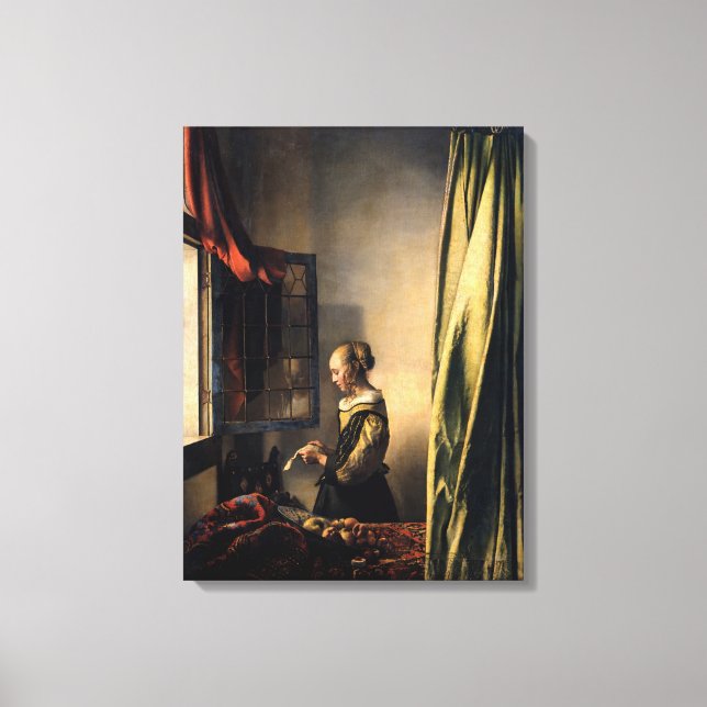 Lienzo Vermeer - Muchacha leyendo una carta en una ventan (Anverso)