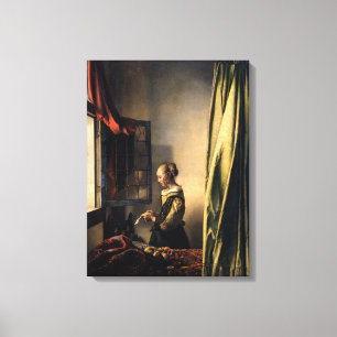 Lienzo Vermer - Chica leyendo una carta en una ventana ab