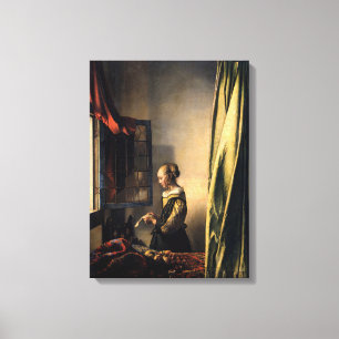 Lienzo Vermer - Chica leyendo una carta en una ventana ab