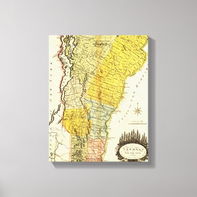 Lienzo VermontPanoramic MapVermont (Anverso)
