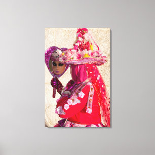 Lienzo Vestido de carnaval rojo, Venecia