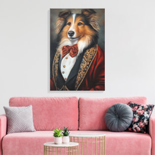 Lienzo Vestido formal Tuxedo Shetland Sheepdog   Sheltie