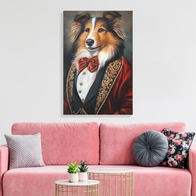 Lienzo Vestido formal Tuxedo Shetland Sheepdog | Sheltie (Insitu (Sala de estar))