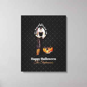 Lienzo Vestido negro largo elegante clásico de Halloween
