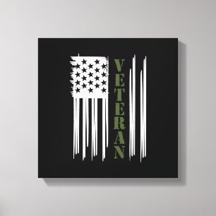 Lienzo Veterana bandera de Estados Unidos Feliz Día de lo