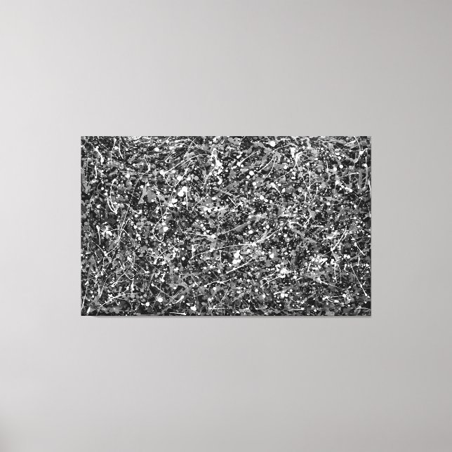 Lienzo VI NEGRO Y BLANCO - Pintura de acción -Resumen- (Anverso)