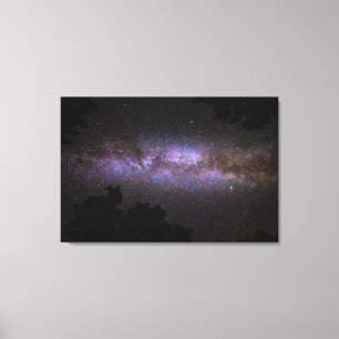 Lienzo Vía lechosa con silueta de árboles