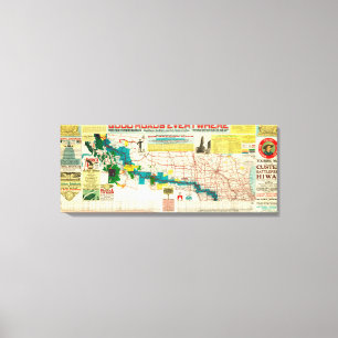 Lienzo Viajar al mapa de la carretera del campo de