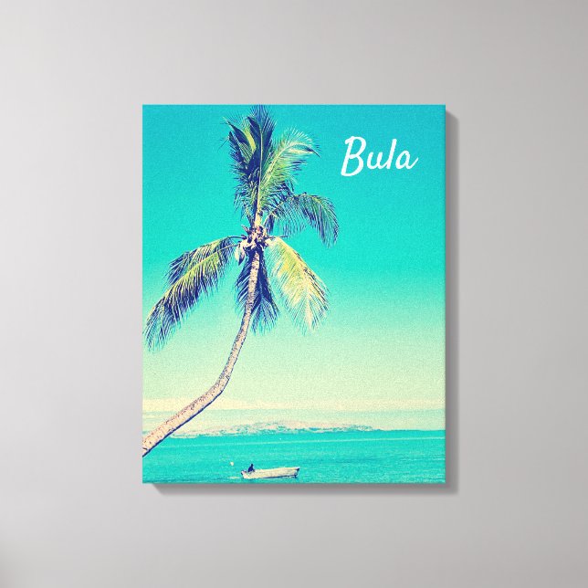 Lienzo Viaje a la isla de las palmeras tropicales vintage (Anverso)