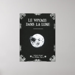Lienzo Viaje al cine retro francés lunar