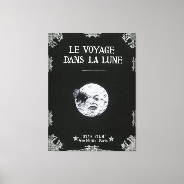 Lienzo Viaje al cine retro francés lunar (Anverso)