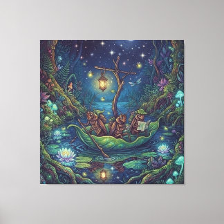 Lienzo Viaje al Desconocido | Bosque Nocturno Encantado