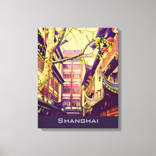 Lienzo Viaje al Viejo Shanghai Viejo Jardín Yu Yuan (Anverso)
