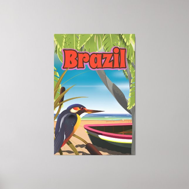Lienzo Viaje con tarjeta postal de playa de Brasil (Anverso)