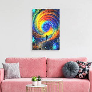 Lienzo Viaje Cósmico Galaxia Arcoíris Luz Surrealista