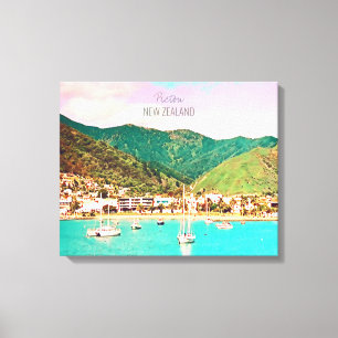 Lienzo Viaje de Picton Harbor a Nueva Zelanda