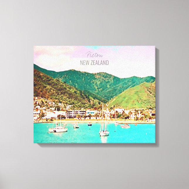Lienzo Viaje de Picton Harbor a Nueva Zelanda (Anverso)