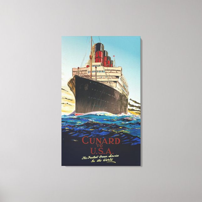LIENZO VIAJE DE VINTAGE CUNARD AQUITANIA (Anverso)
