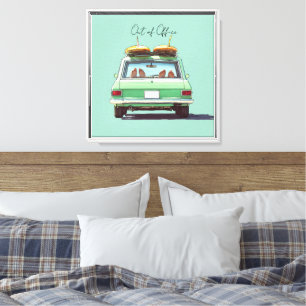 Lienzo Viaje en Surf Wagon - Auto de Playa Retro