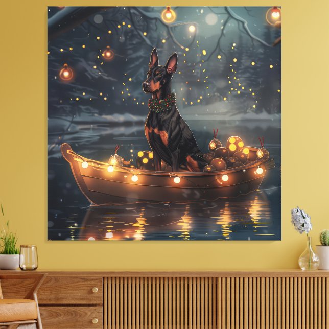Lienzo Viaje Festivo de Navidad de Doberman (Insitu (Sala de estar))