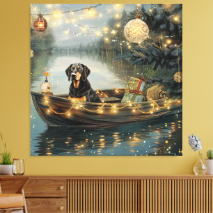 Lienzo Viaje Festivo de Navidad del Bluetick Coonhound