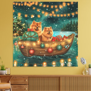 Lienzo Viaje Festivo de Navidad del Chow Chow