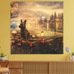 Lienzo Viaje Festivo de Navidad del Malinoi Belga