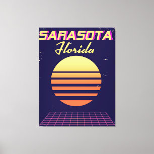 Lienzo Viaje impreso de Sarasota Florida de los años 80.