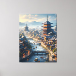 Lienzo Viaje panorámico japonés de Kioto