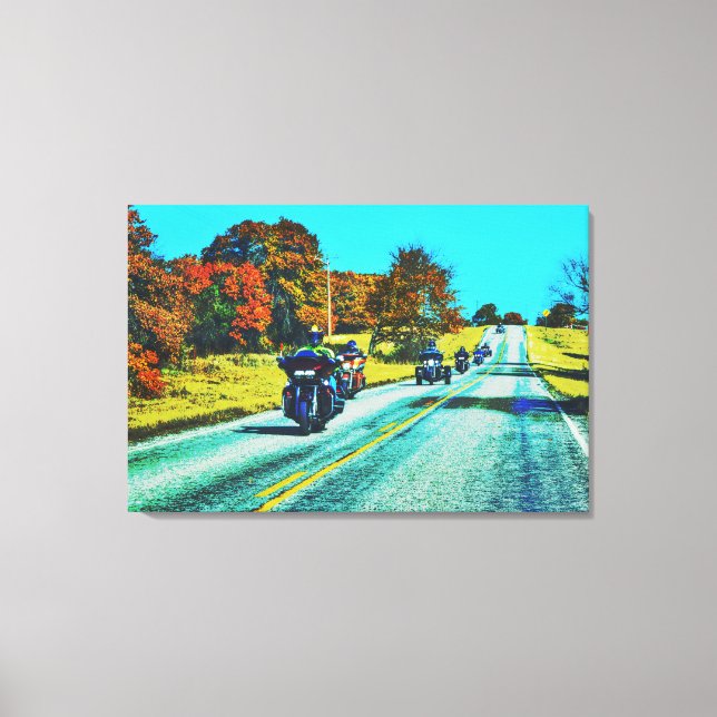 Lienzo Viaje por carretera para motociclistas (Anverso)