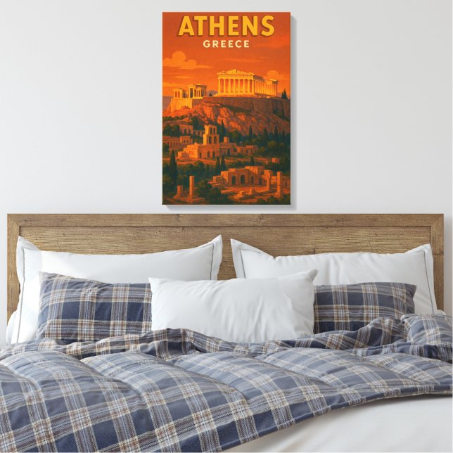 Lienzo Viaje Retro Atenas Grecia (Insitu(Dormitorio))