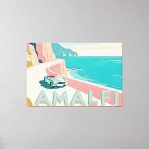 Lienzo Viaje retro de la costa amalfitana: Vecino plano p