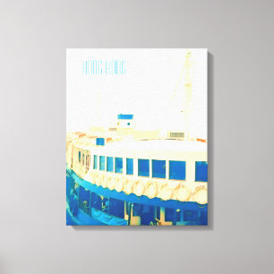 Lienzo Viaje vintage del ferry Harbour de Hong Kong